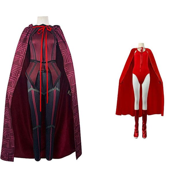 Survêtements pour hommes Superheroin Halloween Scarlet Cosplay Witch Costume Haute Qualité Vision Wanda Maximoff Battle Outfit Party Pour FemmesHommes