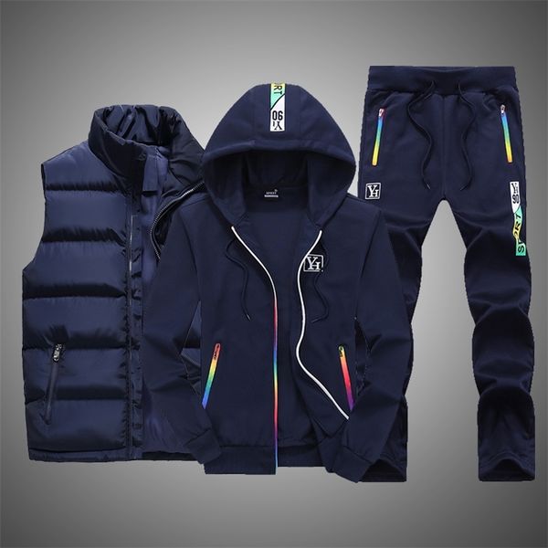 Survêtements pour hommes Sweat Suit Hiver Vêtements pour hommes Hommes Ensembles 3 Pièces Gilet À Capuche Ensemble Polaire Fermeture Éclair Casual Sport Pantalon De Survêtement Hommes Survêtement Outfit 220905