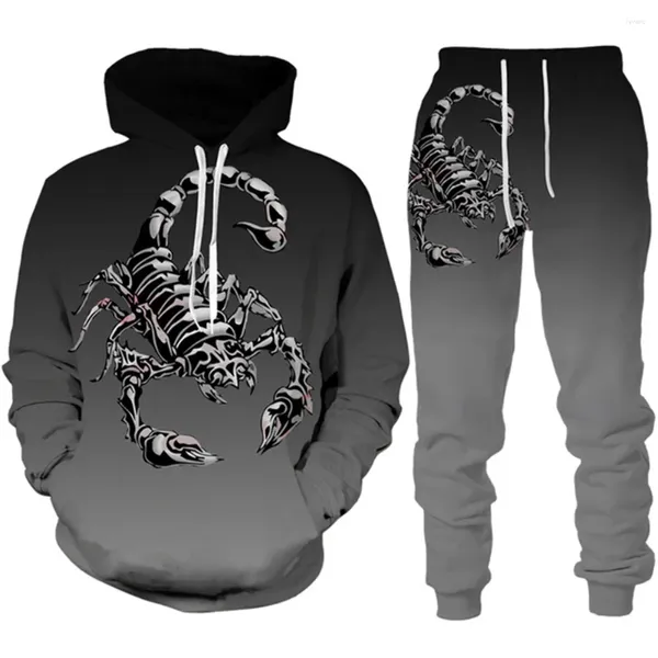 Survêtements pour hommes sweat costumes impression 3D Scorpion sweat à capuche survêtement 2 pièces ensemble vêtements de sport hommes femmes unisexe vêtements costume