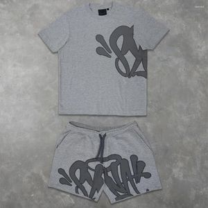 Tracksuits voor heren Synaworld Y2K Suit tracksuit hiphop letter afdrukken oversized korte mouwen T -shirt shorts broek tweedelig set kleding