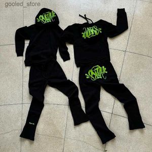 Survêtements pour hommes Synaworld Y2K Costumes pour hommes 2023 Nouveau gothique Hip Hop Streetwear 2 pièces Ensemble Hommes Femmes Sweat à capuche Sweat-shirt Pantalon de survêtement Ensemble Q231117