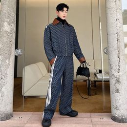Tracksuits voor heren Syuhgfa 2023 Herfst tweedelig druk Denim Jackets Sets Koreaanse stijl knappe rechte jeans klassieke mannelijke korte jas