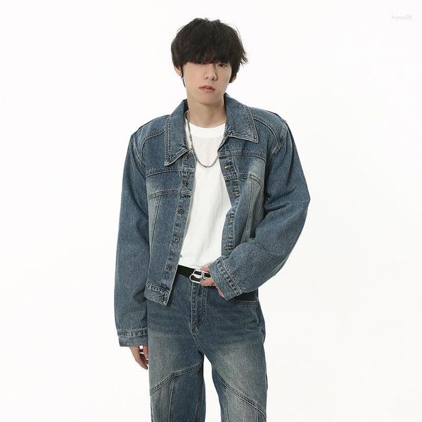 Survêtements pour hommes Syuhgfa Denim Vestes Set Automne Style coréen Loose Wide Leg Jeans Deux pièces Tendance Spliced Classic Male Coat Costumes