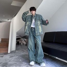 Tracksuits voor heren Syuhgfa Menwear Tweede stuk denimjack Baggy Jean 2023 Autumn Streetwear Koreaanse stijl Fashion Clothing Vintage Loose Set