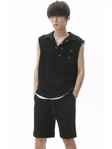 Survêtements pour hommes Syuhgfa Summer Two Piece Costume Style coréen Fashioon T-shirts à manches courtes Gilet sans manches Mâle Casual Shorts Couleur unie
