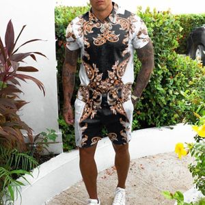 Heren trainingspakken T-shirt Losse Gedrukt Shorts Jeugd Casual Suits Man XXL Plus Size Blouse Retro Printing Track Pak