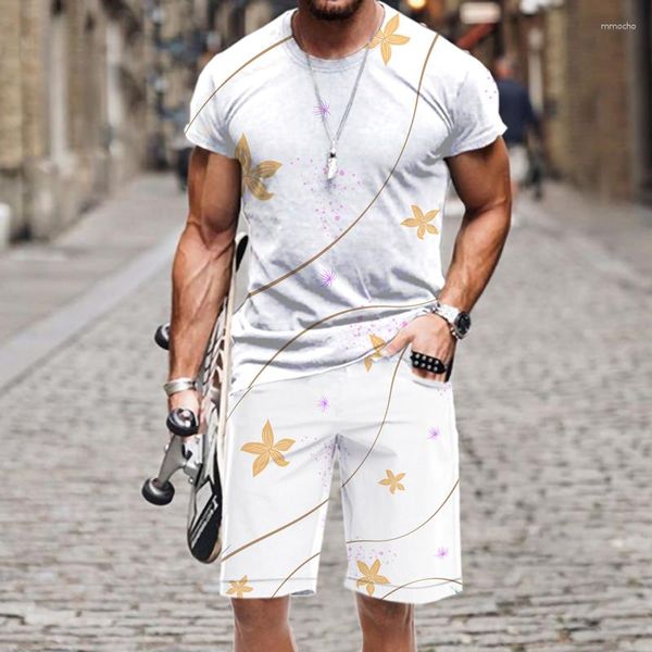 Survêtements pour hommes T-shirt Shorts Set Casual Abstract Art Print Tops 2023 Survêtement Plage Hip-hop À Manches Courtes Sportswear Funny Fashion