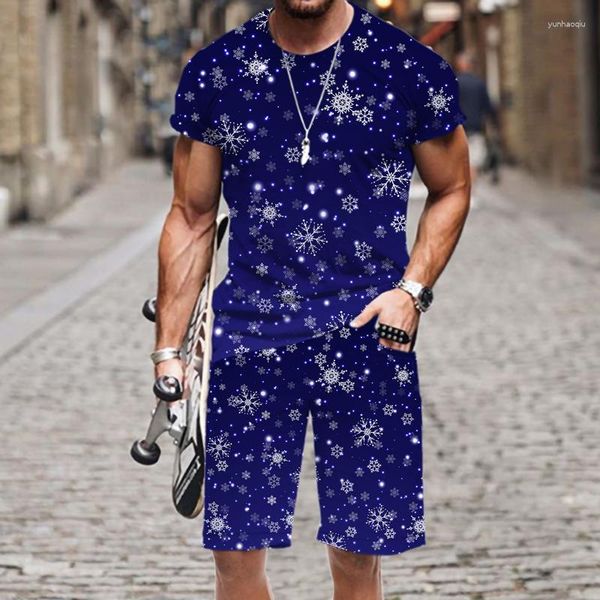 Survêtements pour hommes T-shirt Shorts Set Casual Snowflake Funny Tops Tenue imprimée 3D O Neck Street Survêtement Sportswear Fashion Summer Beach
