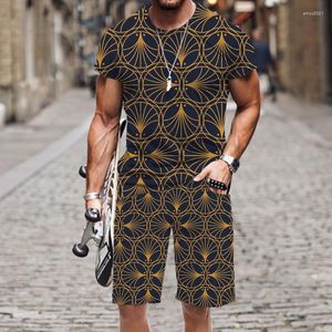 Survêtements pour hommes T-shirt Shorts Set Sportswear Motif abstrait Outfit Été Manches courtes Fashion Street Beach O Neck 3D Imprimé Casual