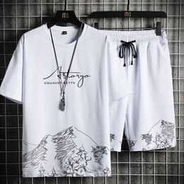 Mannen Trainingspakken T-shirt Shorts Set Zomer Ademend Casual T-shirt Running Fashion Harajuku Gedrukt Mannelijke Sport Pak 221208
