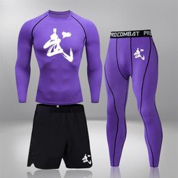 Trainingspakken voor heren T-shirts KledingThermisch ondergoed Compressie 3-delige set heren sportkleding Gymnastiek Running Tights247p