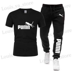 Tracksuits voor heren T Shirts Fashion Menstracksuit Hot-Selling Summer 100% Cotton T-Shirt Pants Set Casual Brand Jogger Pants T240419