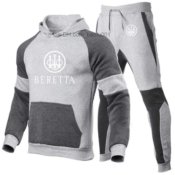 Survêtements pour hommes Tactique Beretta Tir Hommes Printemps Nouveau Sportswear Pantalon À Capuche Deux pièces Fitness Poulie Sweat Ensemble Casual Sportswear Ensemble Z230717