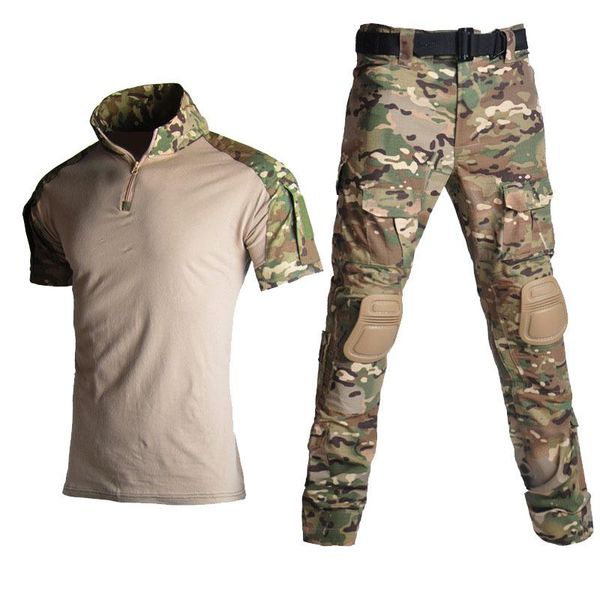 Chándales para hombre, traje de camuflaje táctico, 2022, patrón de pitón negro, rana, uniforme de manga corta, camisa, pantalones, ropa militar de caza para hombre