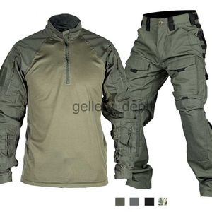 Survêtements pour hommes Ensemble de costume tactique Hommes Chemise d'entraînement militaire Pantalon 2 pièces Ensembles en plein air Airsoft Camouflage Séchage rapide Ripstop Paintball Tir J230925