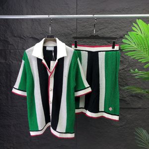 Tracksuits voor heren tennispatroon gebreide pak kort mouwpak Hawaiiaans strandstijl shirt shorts heren en dames katoenpak