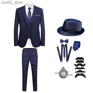 Heren trainingspakken The Great Gatsby Gentleman Roaring 20s Vintage jaren 1920 Outfits Pakken Blazers Accesoires Set Driedelig pak Heren Come Q230103