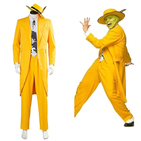 Survêtements pour hommes Le masque Jim Carrey Cosplay Costume Uniforme Halloween Carnaval Costume jaune 230906