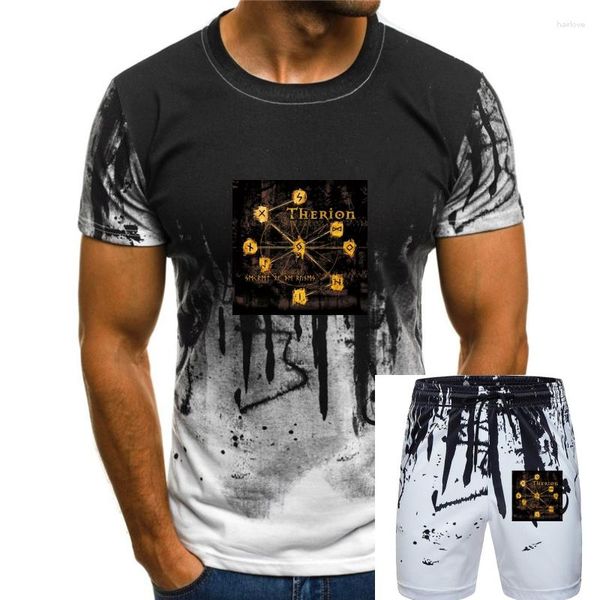 Chándales para hombres Therion Secret Of The Runes Deggial Gothic Death Metal Camiseta negra de algodón