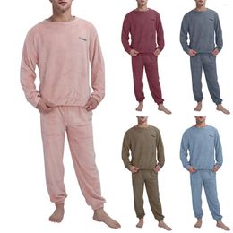 Herren-Trainingsanzüge, verdickte Nachtwäsche, Pyjama-Set, modisches Flanell-Nachthemd, bequem, für Zuhause, einfarbig, warmes Winterkostüm für Herren