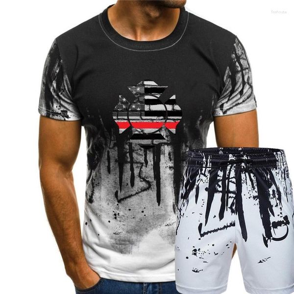 Survêtements pour hommes Thin Red Line Fire And Rescue T Shirt Souvenir Double Print