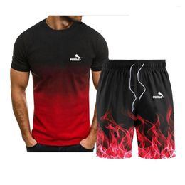 Trainingspakken voor heren Dunne sportkleding Bodybuilding Gestreepte shorts met korte mouwen Sets Mannelijke zomermode Kleuraanpassing Sportpakken Streetwear