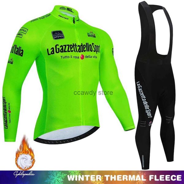 Survêtements pour hommes Tour d'Italie Hiver Thermique Fece Set Vêtements de cyclisme Jersey Costume Sport Équitation Vélo VTT Vêtements 19D Bavoir Pantalon Chaud SetsH24126