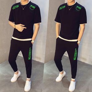 Survêtements pour hommes Survêtement 2022 Spring Men Print Track Suit 2 pièces Causal Hip Hop Set T-shirt à manches courtes Pantalon Moda Hombre Sweat SuitMen'