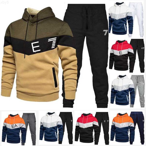 Survêtements pour hommes Survêtement Marque Imprimer Hommes Ensemble Nouveau Printemps Automne Sportswear Costume De Sport Casual Sweatsuit À Capuche Pantalon Mâle Jogging Vêtements Ea BLTA