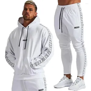 Survêtements pour hommes Survêtement Gym Sports Costumes Sweats à capuche Fitness Coton Sportswear Pull Pantalon de survêtement à capuche Ensemble deux pièces Vêtements d'entraînement