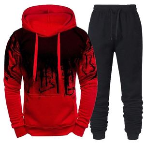 Survêtements pour hommes Survêtements Ensembles Automne Hiver Sweat À Capuche 2 Pièce Pull Sportswear Splash Ink Hommes Mode Vêtements Plus La Taille