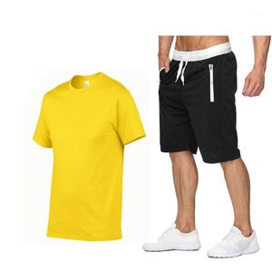 Trainingspak Trainingspak Zomer Kleding Sportkleding Tweedelige Set T-shirt Shorts Merk Track Kleding Mannelijke Sweatsuit Sports Suits Y340