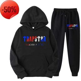 Chándales de hombre Trainingspak Trapstar Merk Gedrukt Sportkleding Mannen 16 Kleuren Warm Twee Stukken Set Losse Sudadera con capucha Broek CapuM2