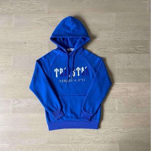 Survêtements pour hommes Trapstar Man Set Chenille Decoded Survêtement à capuche Bright Dazzling Blue White trapstar jacke schwarz Conception de flux de marée Advanced Design 998ess