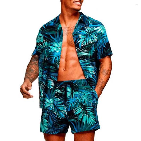 Survêtements pour hommes Tropic Plantes Fleur 2pcs Chemises Costumes Hommes Mode Shorts Deux Pièces Ensembles Hawaii Beach Shirt Vocation