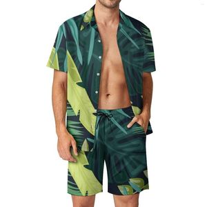 Suits-survêtement masculins Tropical Jungle Men Set Flowers Art Shorts décontractés Fitness Shirt Outdoor Set Summer Trendy Cost Short-Sheeve Plus Size
