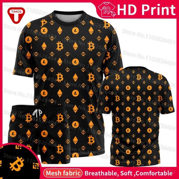 Survêtements pour hommes t-shirt ensemble Crypto Jersey vêtements de basket-ball Shorts à manches courtes costume maille respirant survêtement 6XL