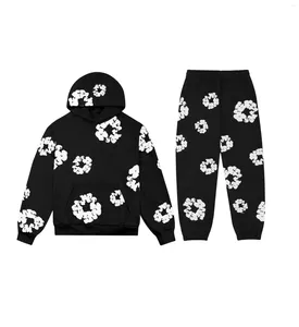 Parcours masculins Tracks Tize Opdus Men Streetwear Y2K Sweat Sweatpant Pantalon Fashion Hip Hop Trend Fleur Fleur Graphique Costume de survêtement décontracté