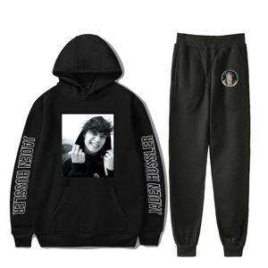 Tracksuits voor heren twee stukken passen bij Jaden Hossler Hoodies Tracksuit Men Women Women Unisex Black Pants Kpop Sweatshirt Sports Set