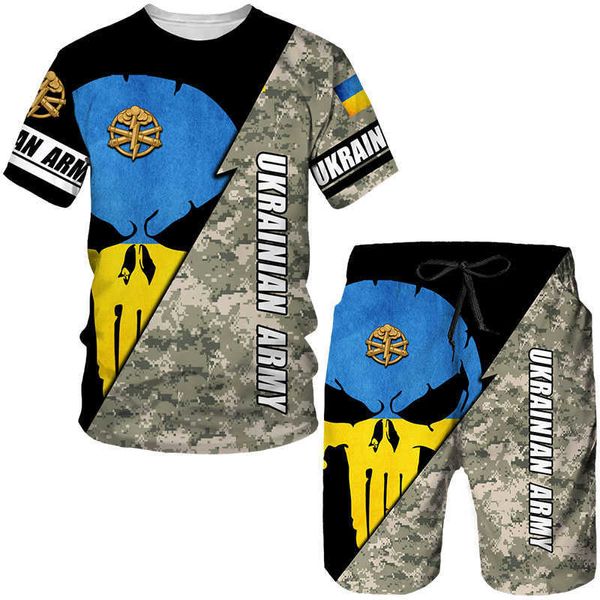 Survêtements pour hommes camouflage ukrainien 3D imprimé T-shirt / short / ensemble survêtement militaire forces spéciales vêtements vêtements de sport pour hommes P230605