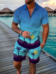 Chándales de los hombres Ultra finos de los hombres de manga corta de impresión 3D polo de moda de verano chándal de playa de manga corta polo sudadera ropa de hombre 230617