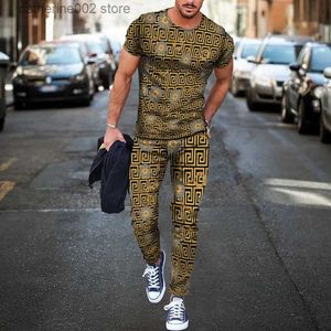 Survêtements pour hommes Urban Man Vintage 3D imprimé T-shirt à manches courtes Pantalon long 2 pièces Ensembles Tendance décontractée Vêtements surdimensionnés Été Hommes Survêtement T230601