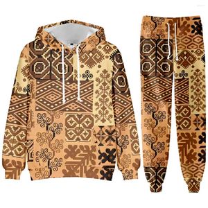 Survêtements pour hommes Vintage ethnique tribal motif traditionnel impression 3D ensemble de vêtements de sport survêtement décontracté deux pièces sweat-shirt pantalons de survêtement