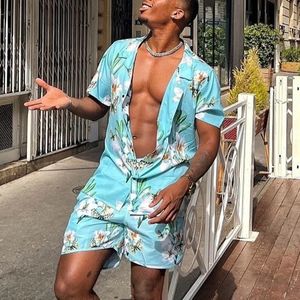 Survêtements pour hommes Vintage imprimé floral ensembles de deux pièces pour hommes vacances bord de mer chemises et shorts de plage hommes costumes été hommes mode Streetwear 230718