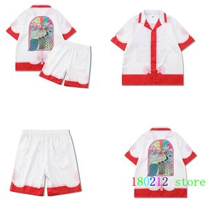 Mannen Trainingspakken Vintage Nationale Stijl Eiland Landschap Patroon Splicing Kleur Mannen Hawaill Beach CASA Shorts Shirt Set Pak 230715