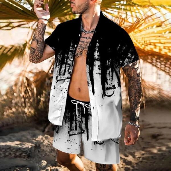 Survêtements pour hommes Vintage Summer Beach Set Chemise hawaïenne 3D Imprimer Lâche Loisirs Sports Shorts Vacances Mode Deux pièces