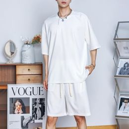 Tute da uomo Waffle Set da due pezzi da uomo Manica corta O-Collo T-shirt e pantaloncini Tute sportive casual 2023 Tuta da uomo di moda estiva