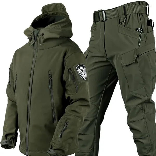 Chándales para hombre, chaquetas cortavientos para hombre, ropa militar transpirable a prueba de viento, traje de carga gruesa y cálida para invierno, abrigo para acampar