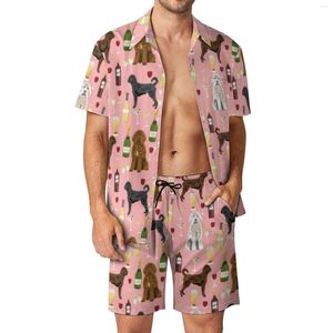 Survêtements pour hommes Wine Loves Beach Hommes Ensembles Labradoodle Dogs Chemise décontractée Ensemble Summer Graphic Shorts Deux pièces Costume de mode Plus Size