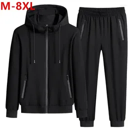 Trainingspakken voor heren WINSTAND Plus Size Heren Sportkleding Sets Lente Herfst Kleding Broek met capuchon Pak Heren 2 stuks Sweatshirt Joggingbroek 8XL